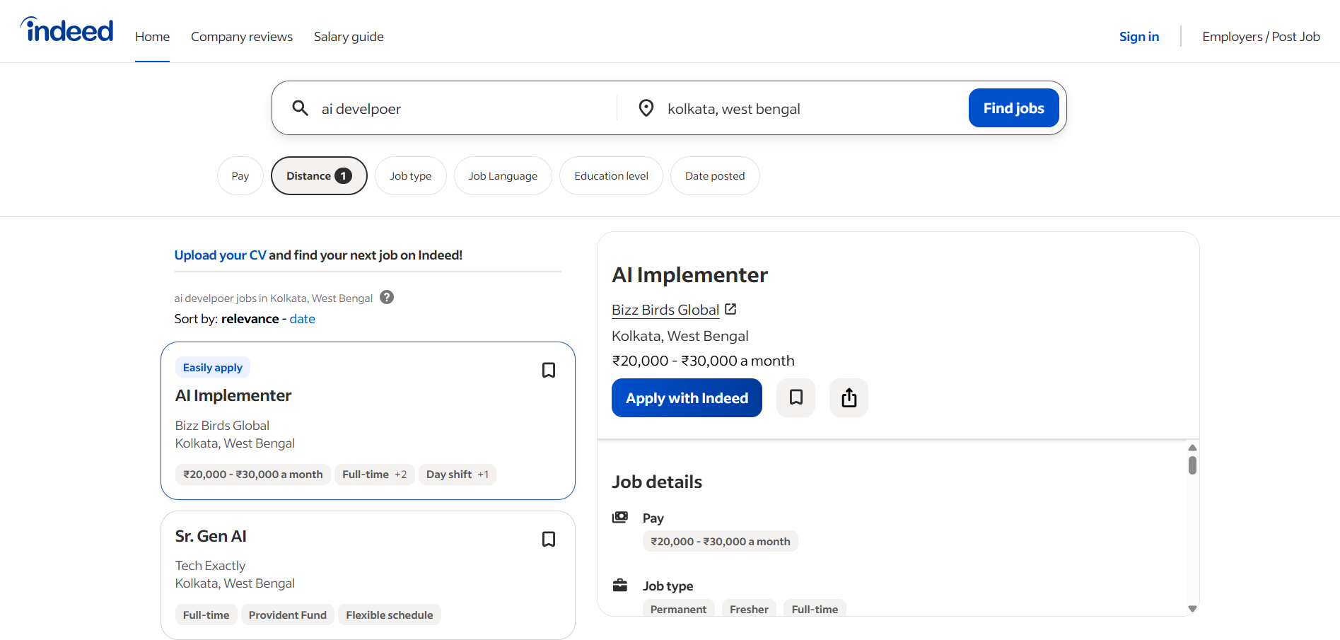 LinkedIn AI Developer jobs