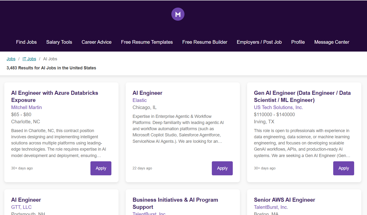 Monster AI Developer jobs